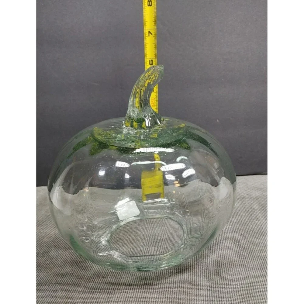 Pottery Barn Pumpkin Clear Recycled Glass Cloche Fall Harvest Décor 6”